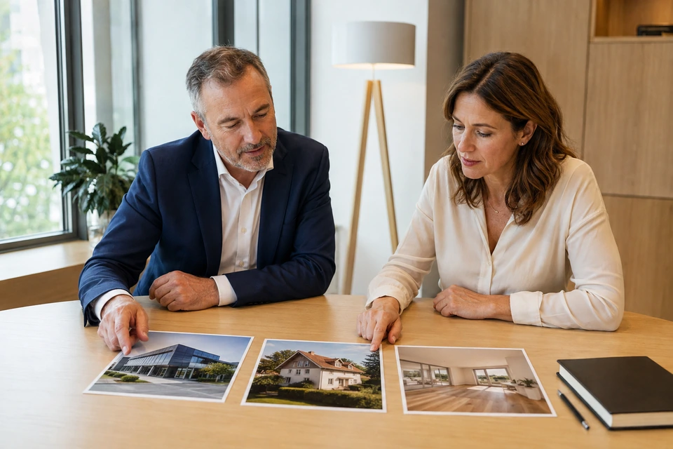 Symbolische Vorbereitung verschiedener Immobilienkontakte